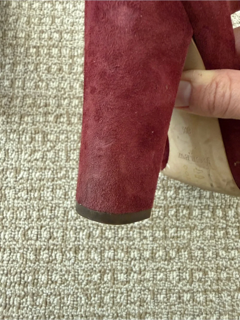 J. Crew Burgundy Suede Round-Toe Block Heel Pumps